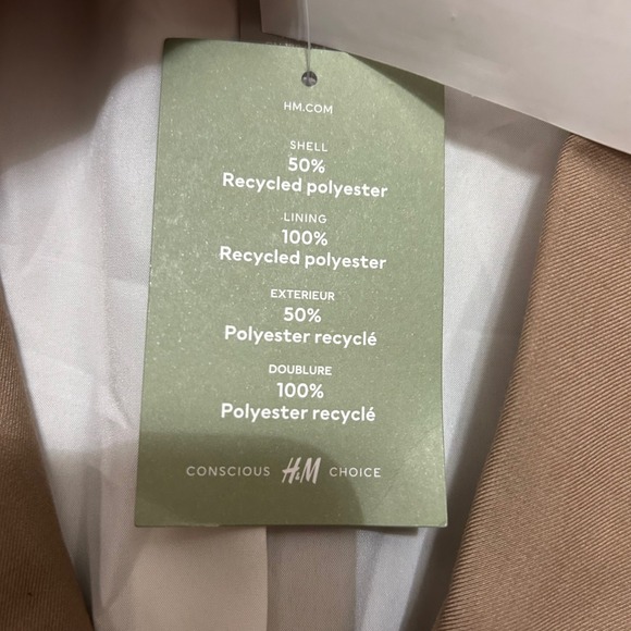 H&M Double Breasted Blazer Women's M Camel Tan NWT Preppy Academic Professional - Picture 11 of 16